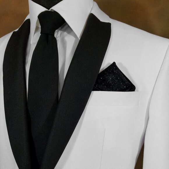 New - Men's Sparkle Black Velvet Pocket Square Insert - Pre-Folded - Picture 1 of 7